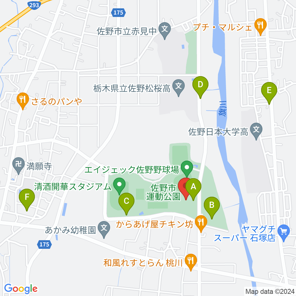 花・花薬局さの体育館周辺の駐車場・コインパーキング一覧地図