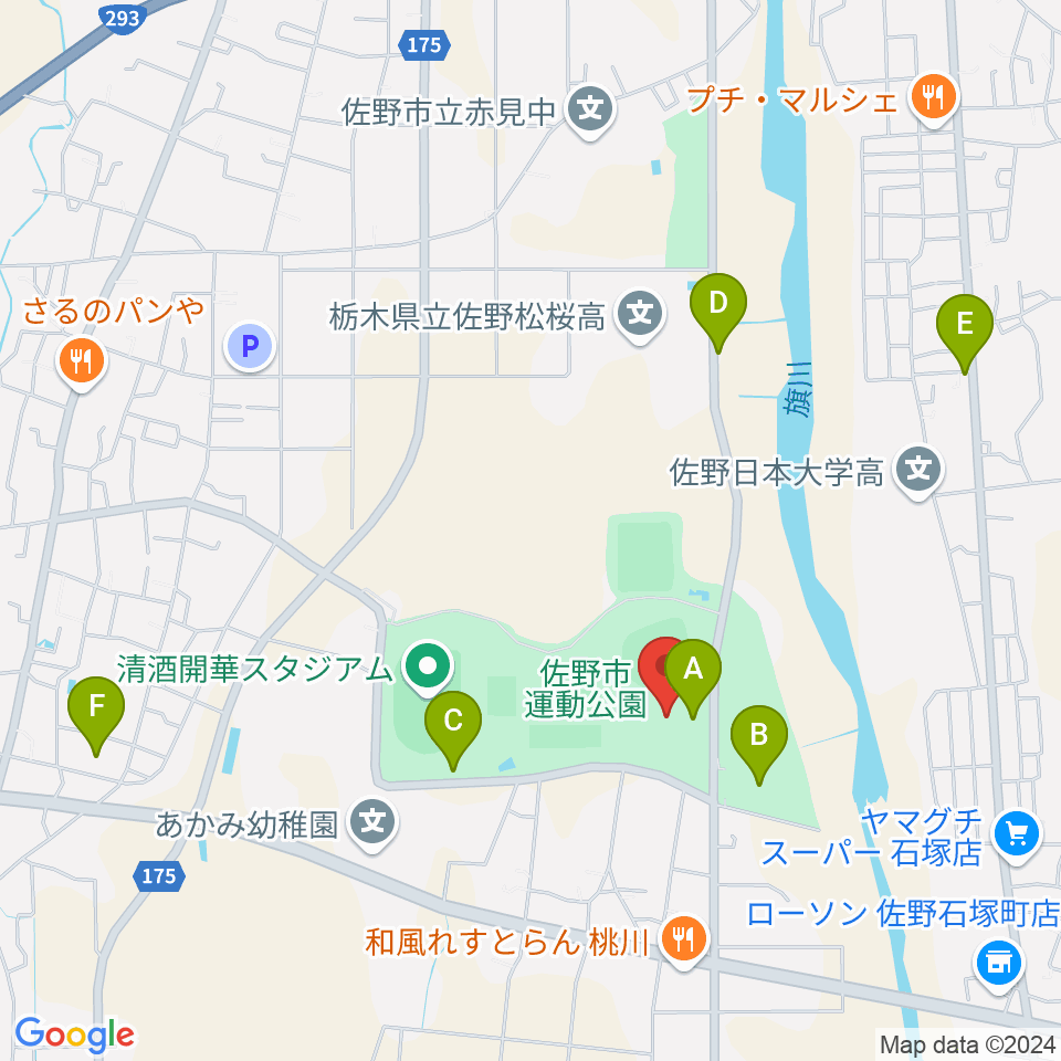 花・花薬局さの体育館周辺の駐車場・コインパーキング一覧地図