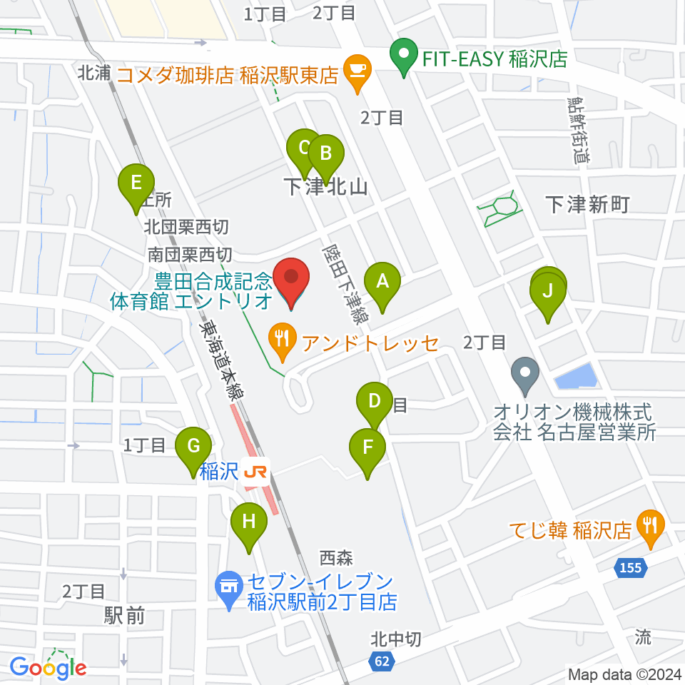 豊田合成記念体育館エントリオ周辺の駐車場・コインパーキング一覧地図