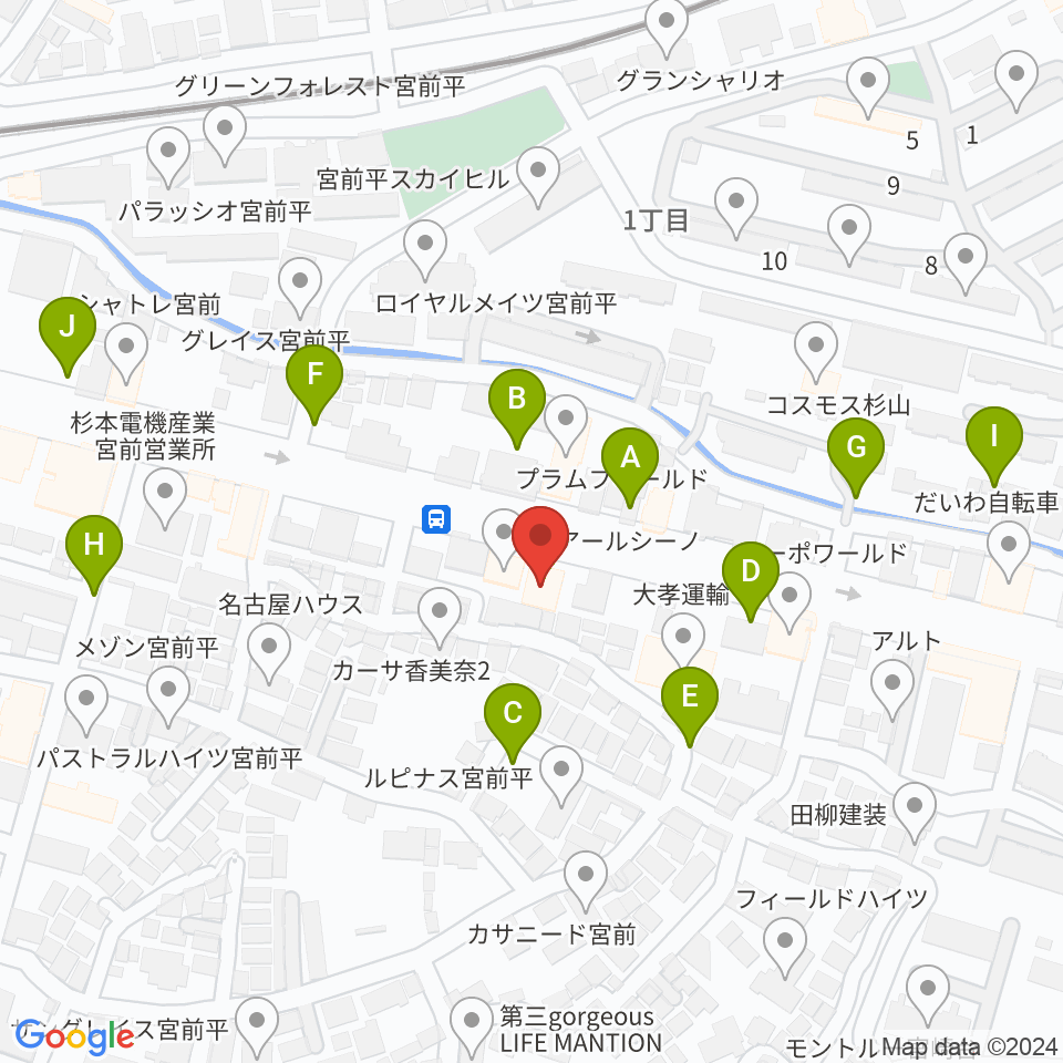 クラウドナインスタジオ 宮前平店周辺の駐車場・コインパーキング一覧地図