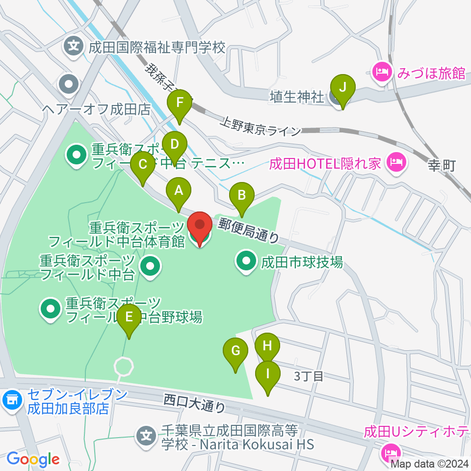 重兵衛スポーツフィールド中台体育館周辺の駐車場・コインパーキング一覧地図