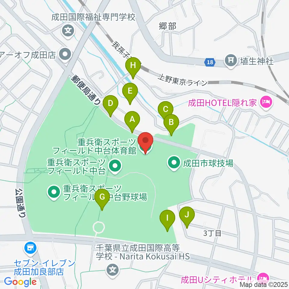 重兵衛スポーツフィールド中台体育館周辺の駐車場・コインパーキング一覧地図