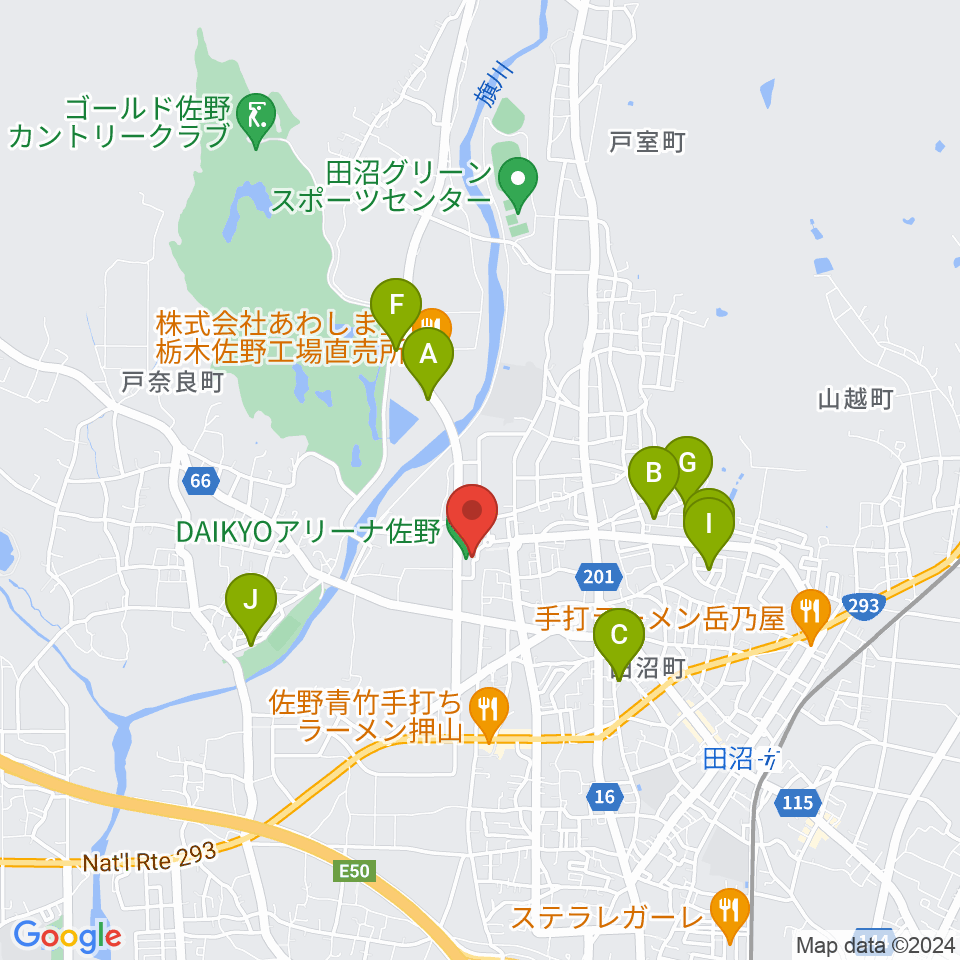 DAIKYOアリーナ佐野周辺の駐車場・コインパーキング一覧地図