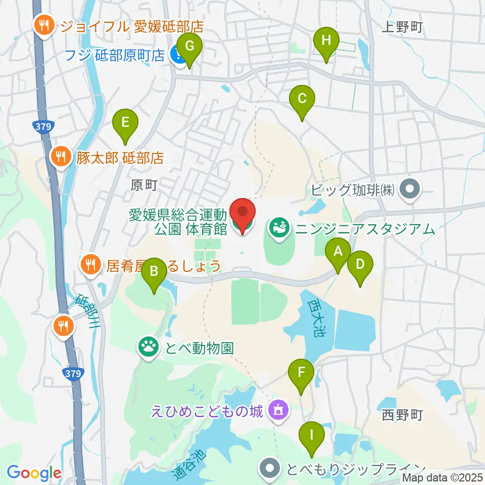 愛媛県総合運動公園体育館周辺の駐車場・コインパーキング一覧地図