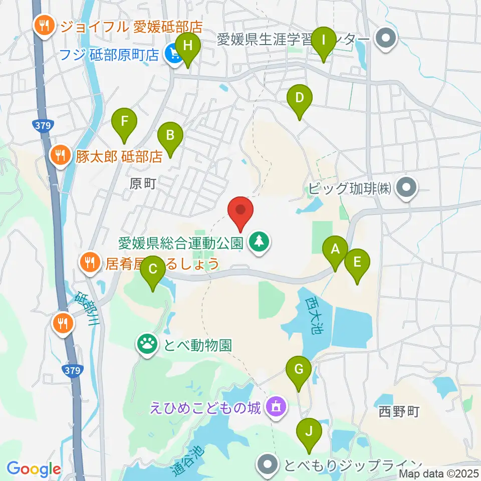 愛媛県総合運動公園体育館周辺の駐車場・コインパーキング一覧地図
