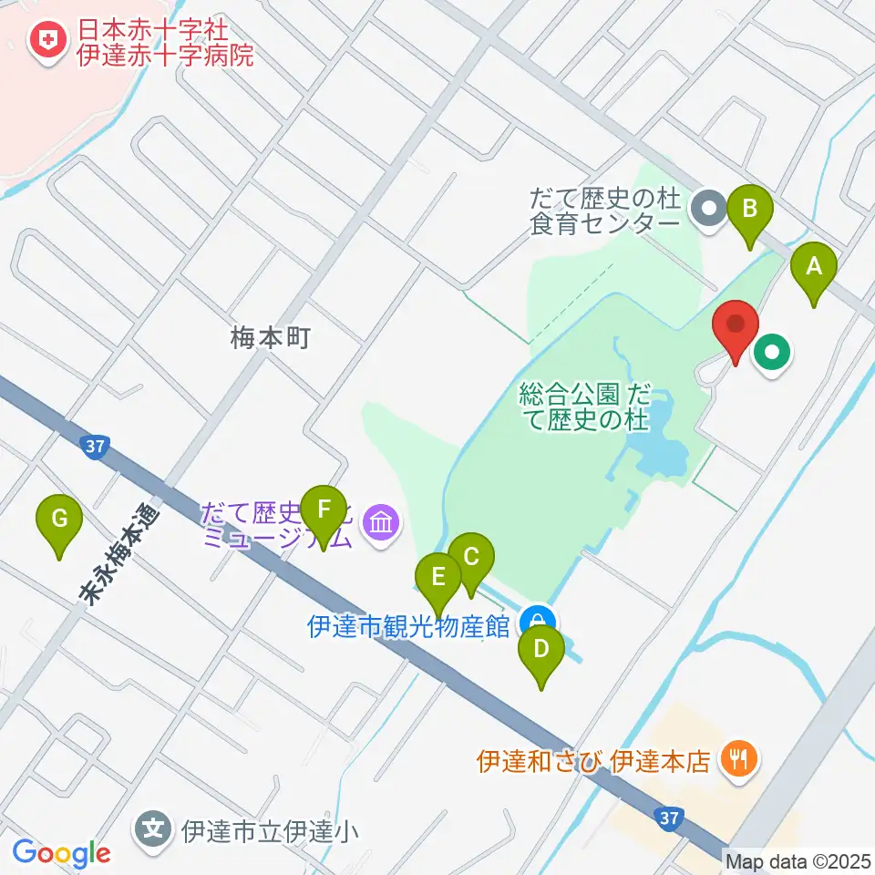 伊達市温水プール・トレーニング室周辺の駐車場・コインパーキング一覧地図