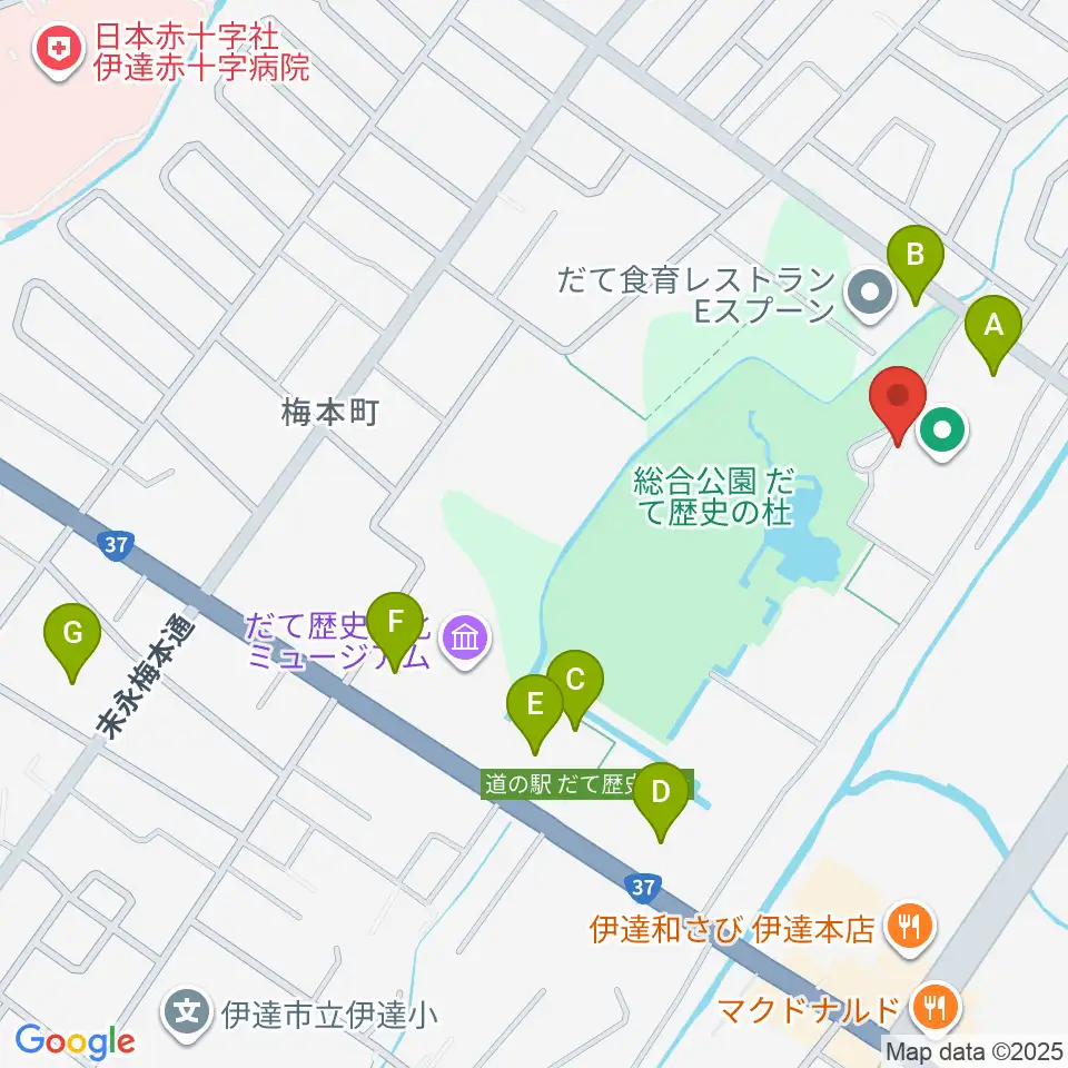 伊達市温水プール・トレーニング室周辺の駐車場・コインパーキング一覧地図