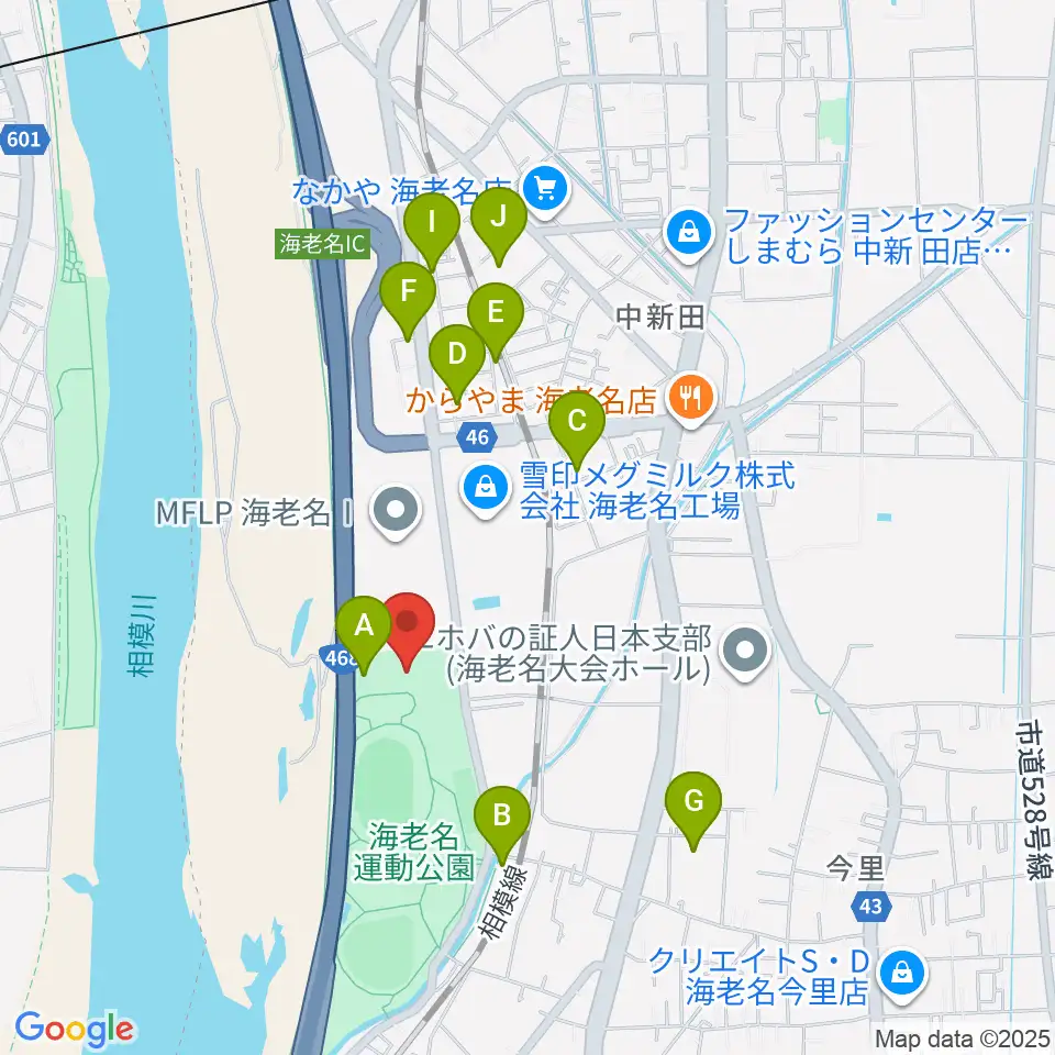 海老名運動公園総合体育館周辺の駐車場・コインパーキング一覧地図