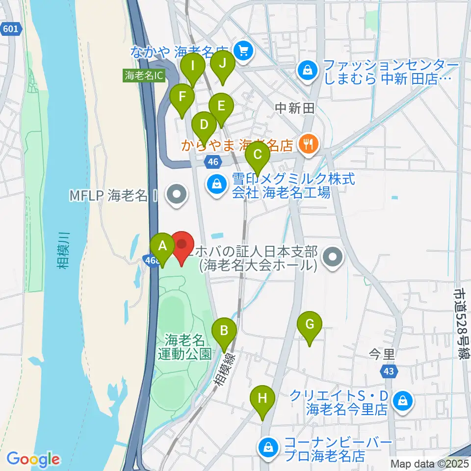 海老名運動公園総合体育館周辺の駐車場・コインパーキング一覧地図
