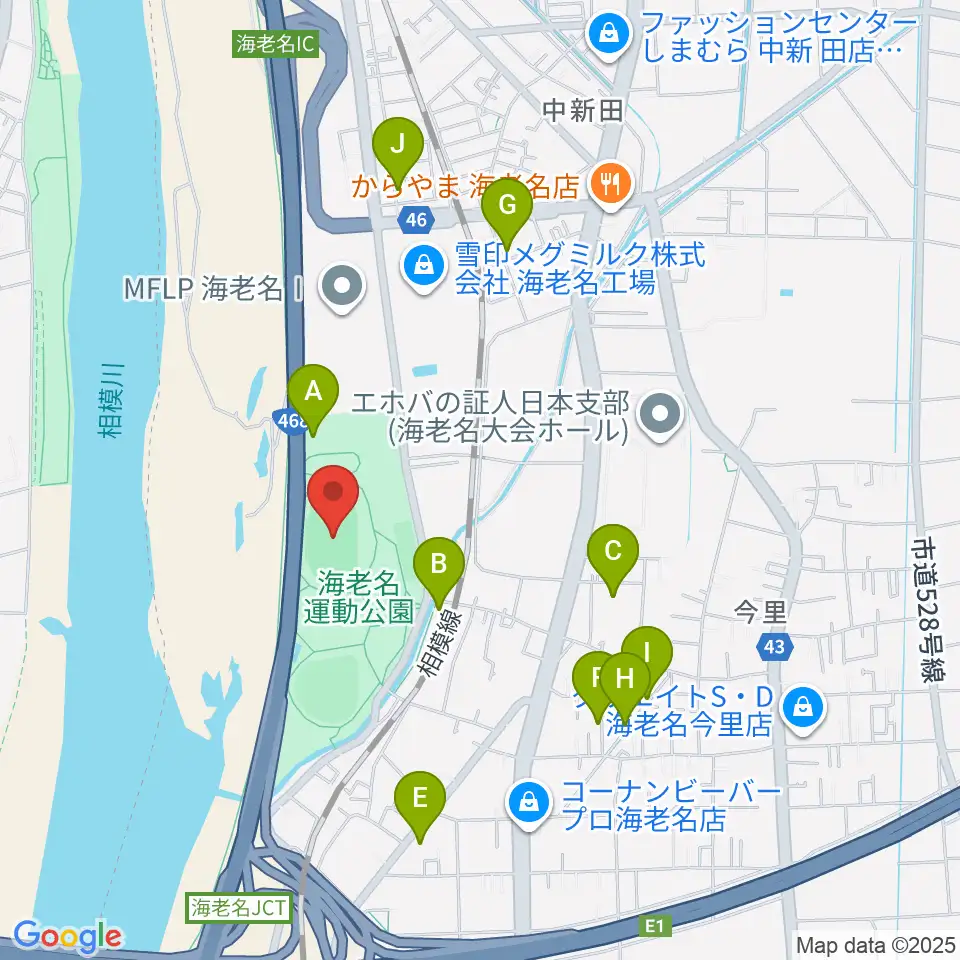 海老名運動公園陸上競技場周辺の駐車場・コインパーキング一覧地図