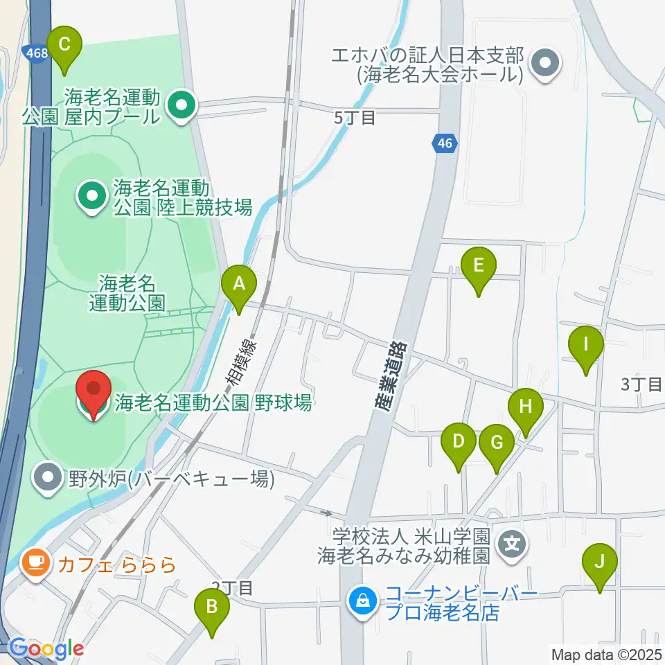 海老名運動公園野球場周辺の駐車場・コインパーキング一覧地図