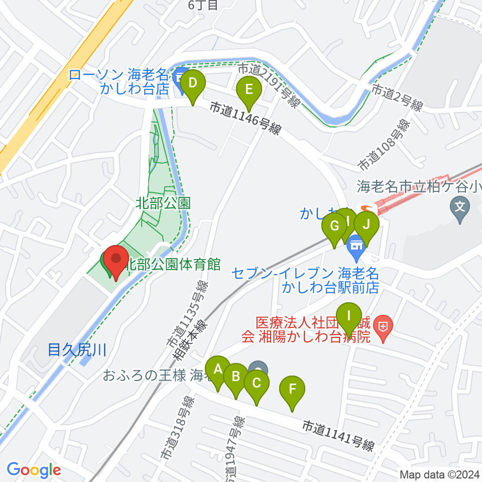 海老名市北部公園体育館周辺の駐車場・コインパーキング一覧地図