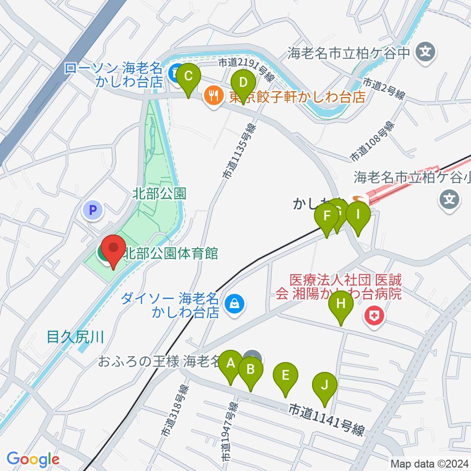 海老名市北部公園体育館周辺の駐車場・コインパーキング一覧地図