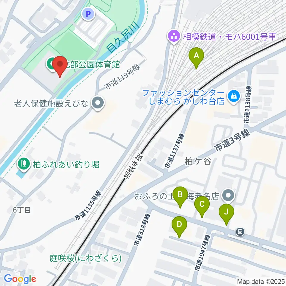 海老名市北部公園体育館周辺の駐車場・コインパーキング一覧地図