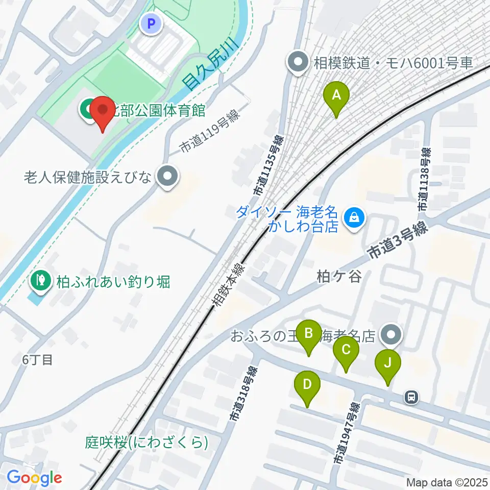 海老名市北部公園体育館周辺の駐車場・コインパーキング一覧地図