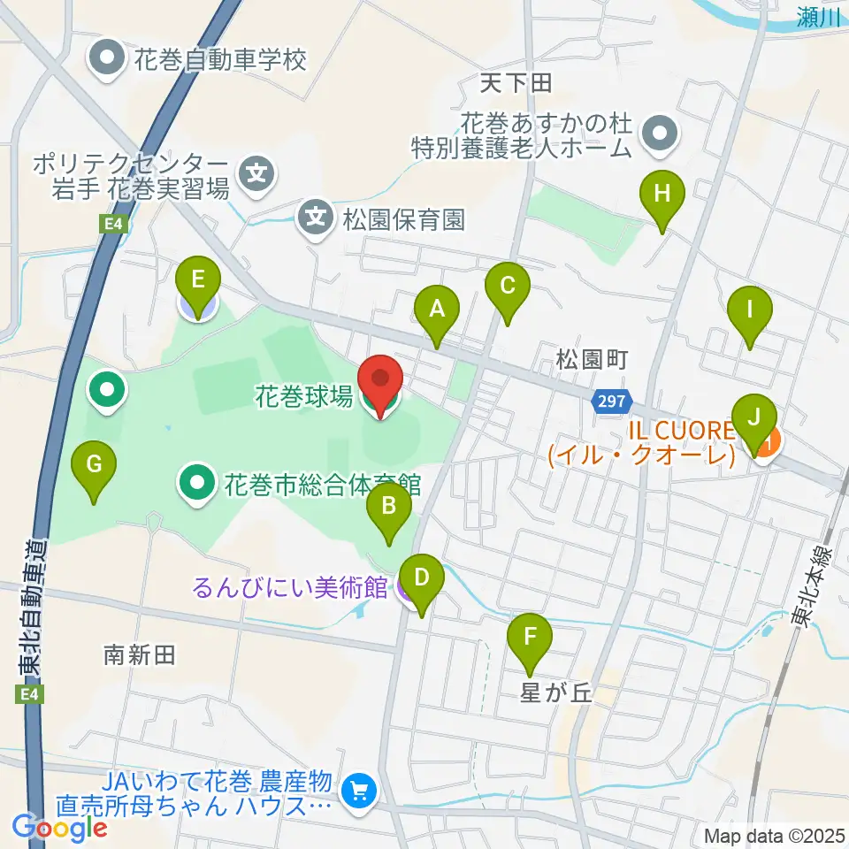 花巻球場周辺の駐車場・コインパーキング一覧地図