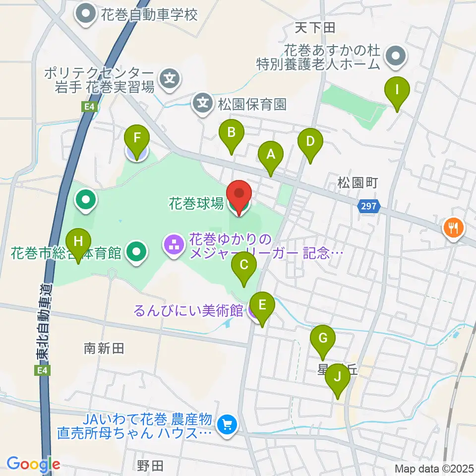 花巻球場周辺の駐車場・コインパーキング一覧地図