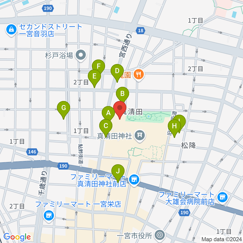 一宮スポーツ文化センター周辺の駐車場・コインパーキング一覧地図