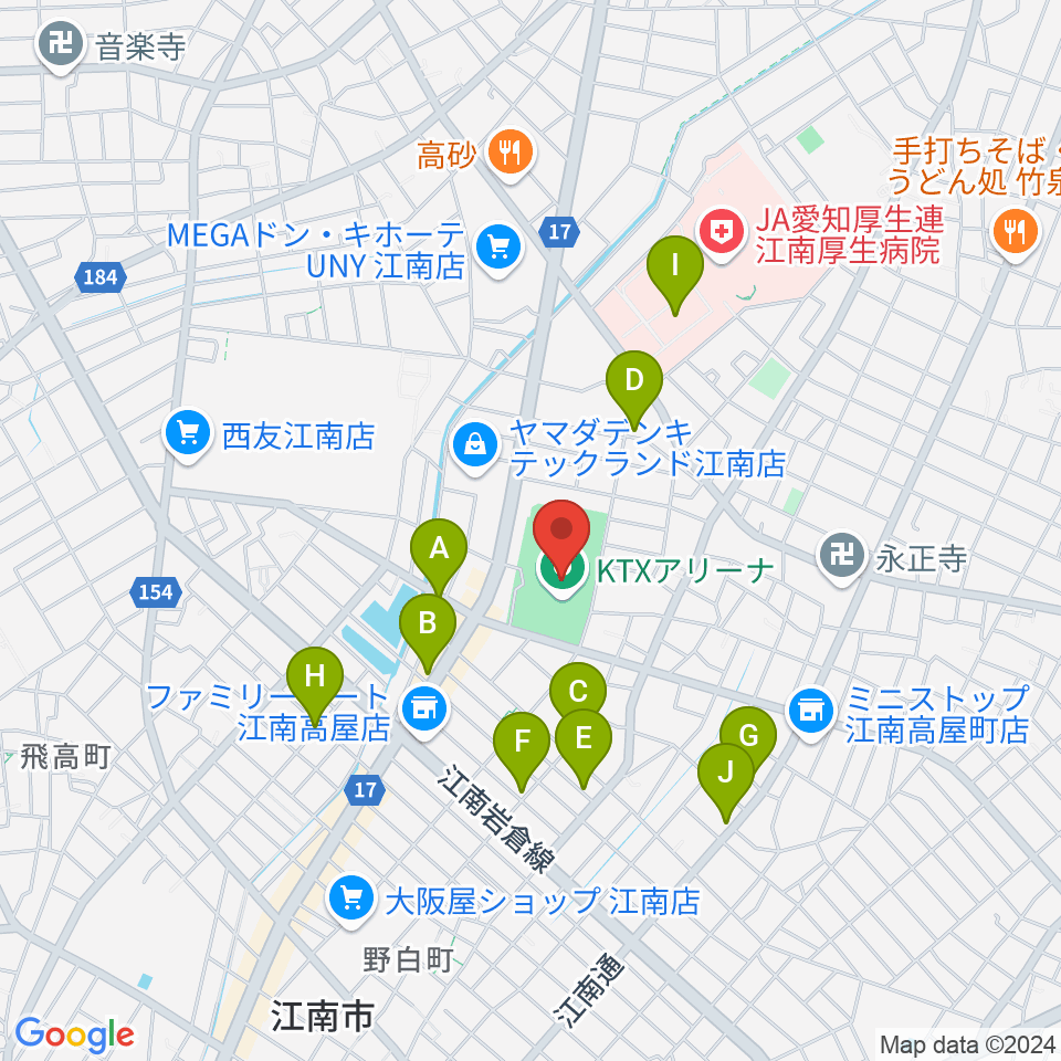 KTXアリーナ周辺の駐車場・コインパーキング一覧地図