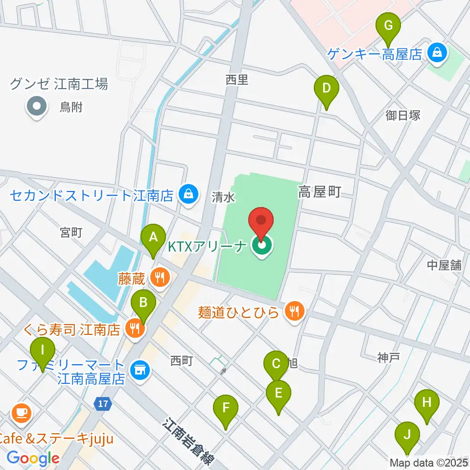 KTXアリーナ周辺の駐車場・コインパーキング一覧地図