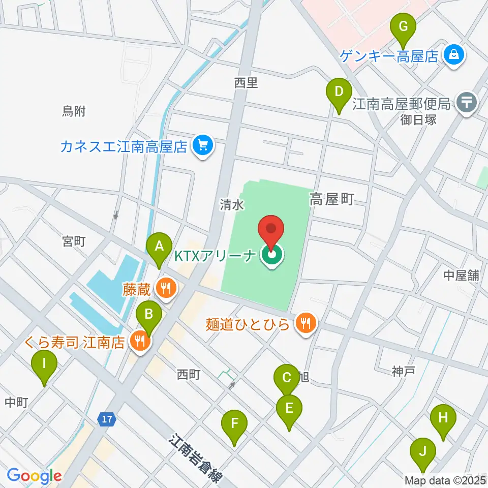 KTXアリーナ周辺の駐車場・コインパーキング一覧地図