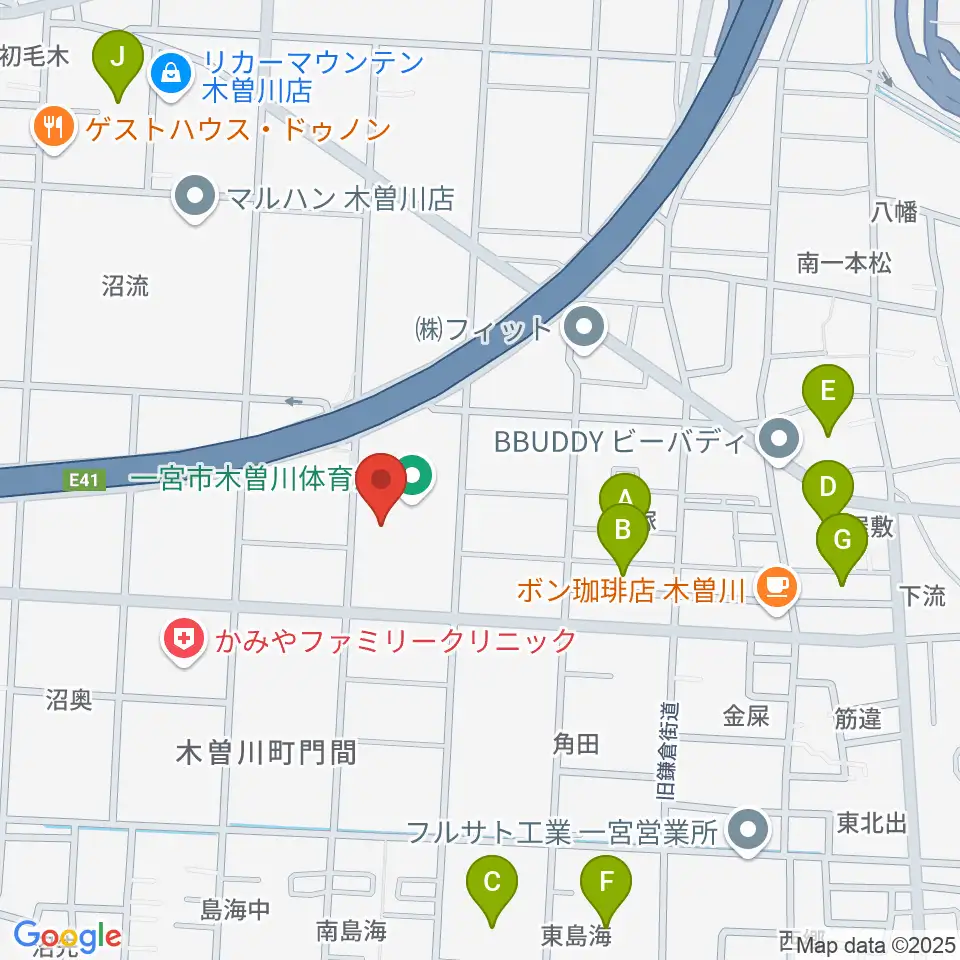 木曽川体育館周辺の駐車場・コインパーキング一覧地図