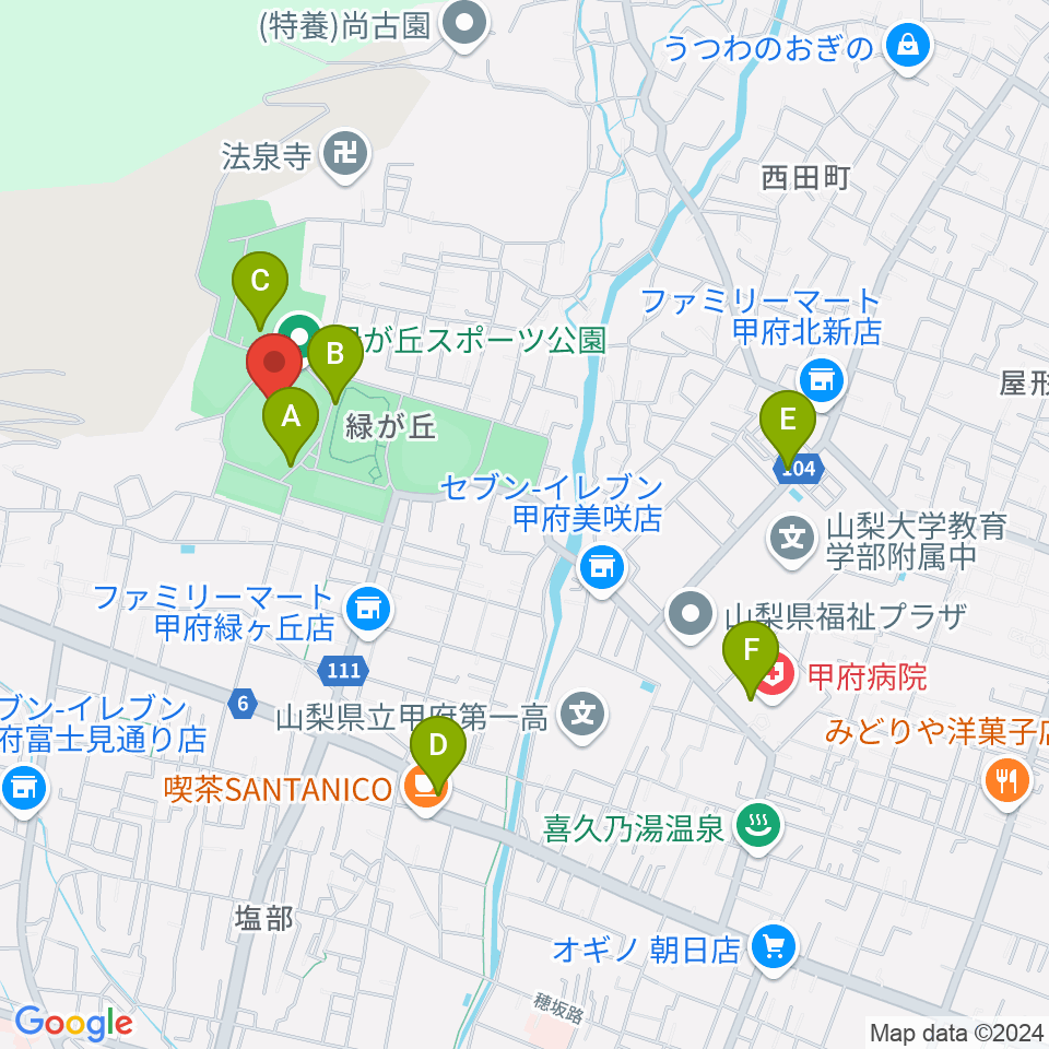 ふじでんスタジアム周辺の駐車場・コインパーキング一覧地図