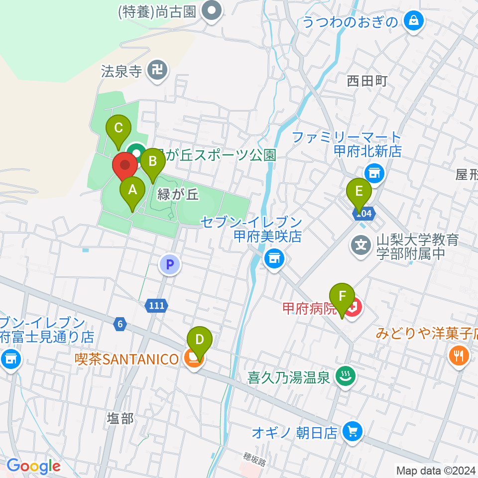 ふじでんスタジアム周辺の駐車場・コインパーキング一覧地図