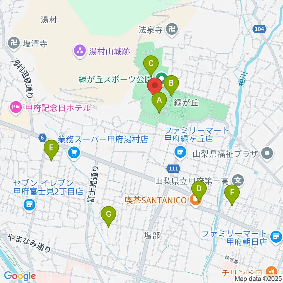 ふじでんスタジアム周辺の駐車場・コインパーキング一覧地図