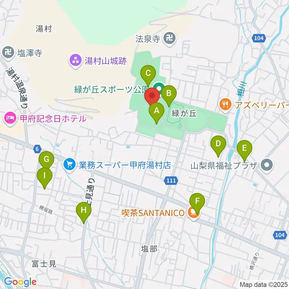 ふじでんスタジアム周辺の駐車場・コインパーキング一覧地図