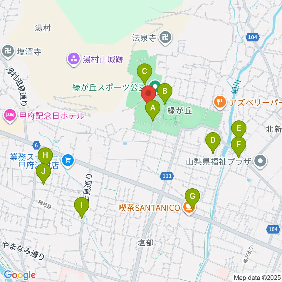 ふじでんスタジアム周辺の駐車場・コインパーキング一覧地図