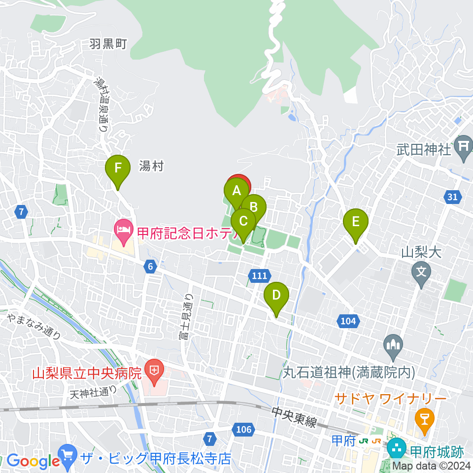 緑が丘スポーツ公園体育館周辺の駐車場・コインパーキング一覧地図