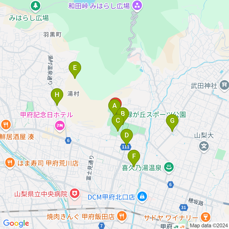 緑が丘スポーツ公園体育館周辺の駐車場・コインパーキング一覧地図