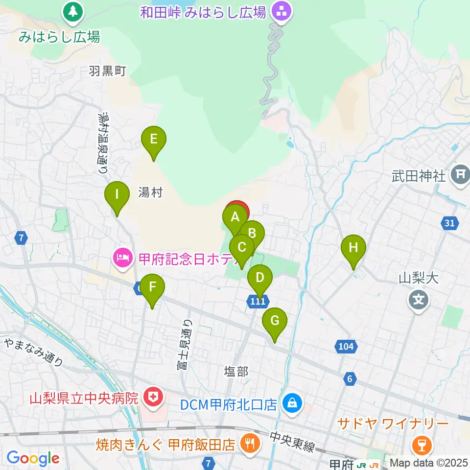 緑が丘スポーツ公園体育館周辺の駐車場・コインパーキング一覧地図