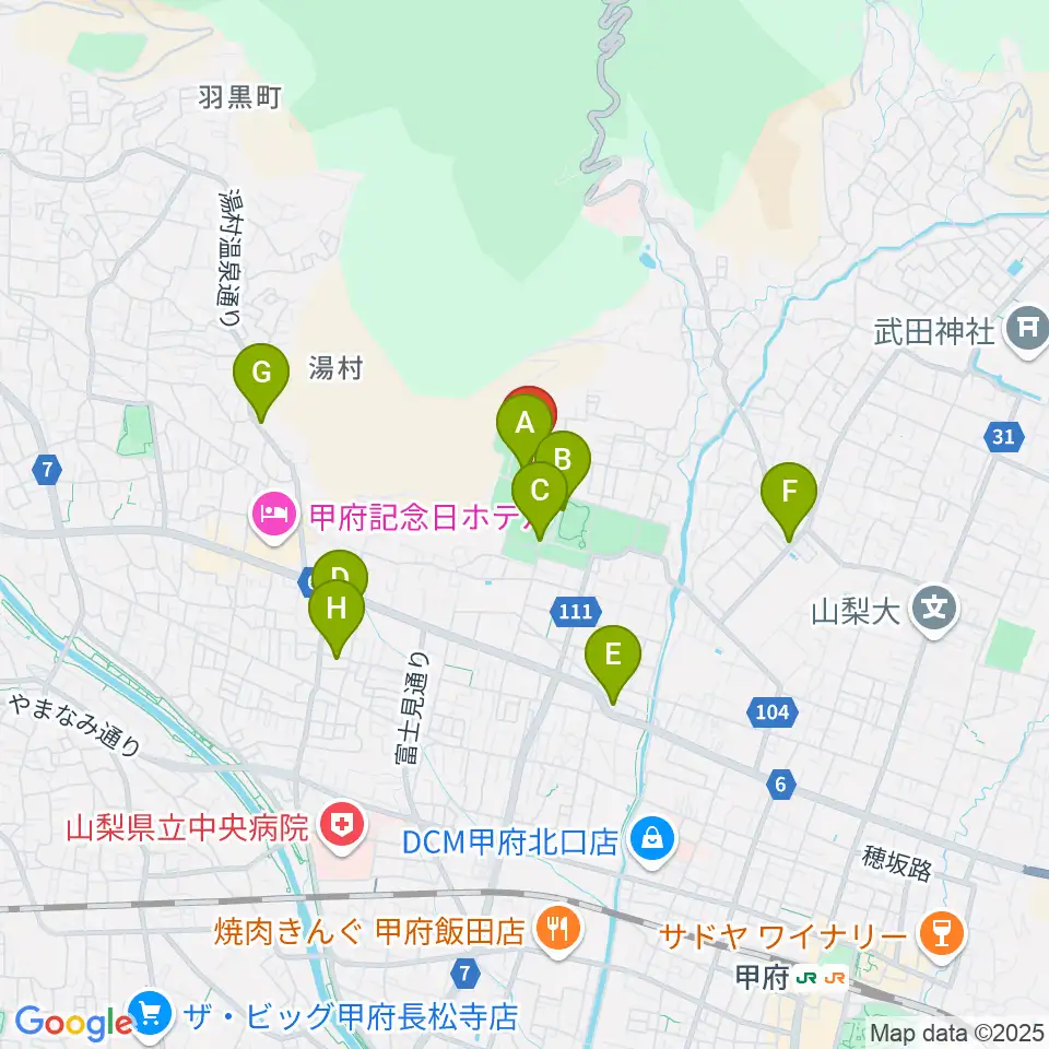 緑が丘スポーツ公園体育館周辺の駐車場・コインパーキング一覧地図