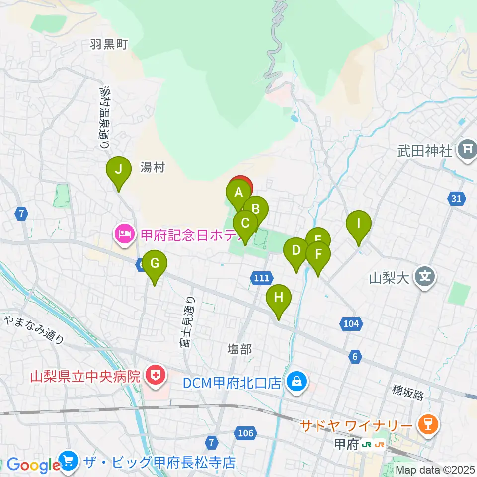 緑が丘スポーツ公園体育館周辺の駐車場・コインパーキング一覧地図