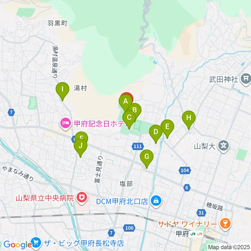 緑が丘スポーツ公園体育館周辺の駐車場・コインパーキング一覧地図