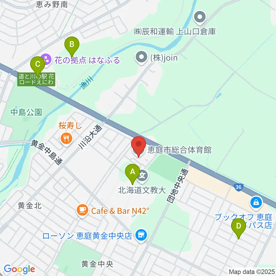 恵庭市総合体育館周辺の駐車場・コインパーキング一覧地図