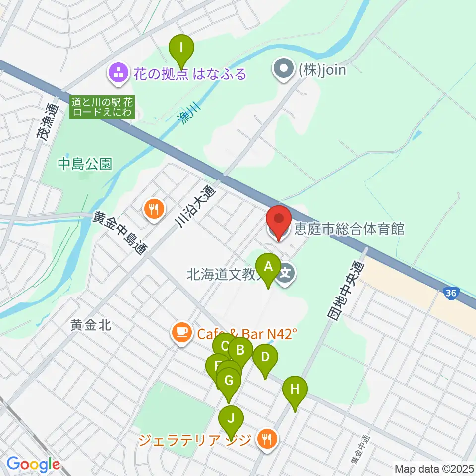 恵庭市総合体育館周辺の駐車場・コインパーキング一覧地図