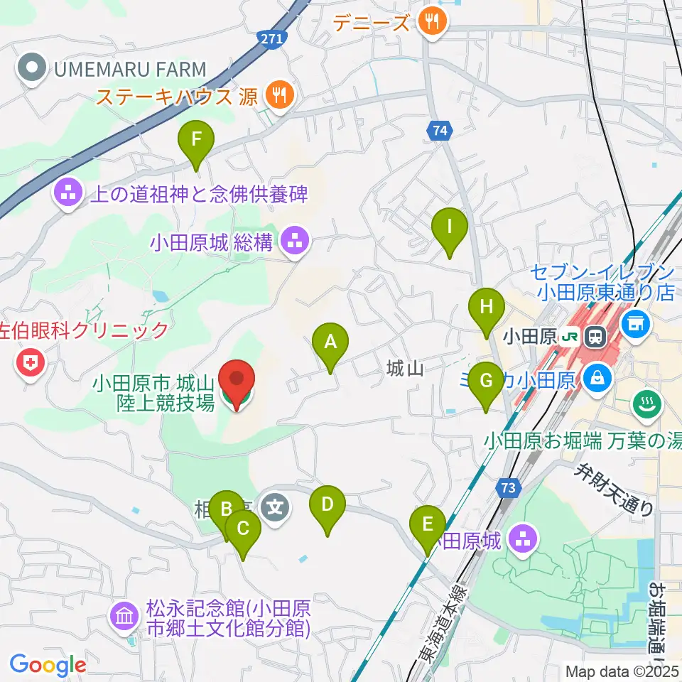 城山陸上競技場周辺の駐車場・コインパーキング一覧地図
