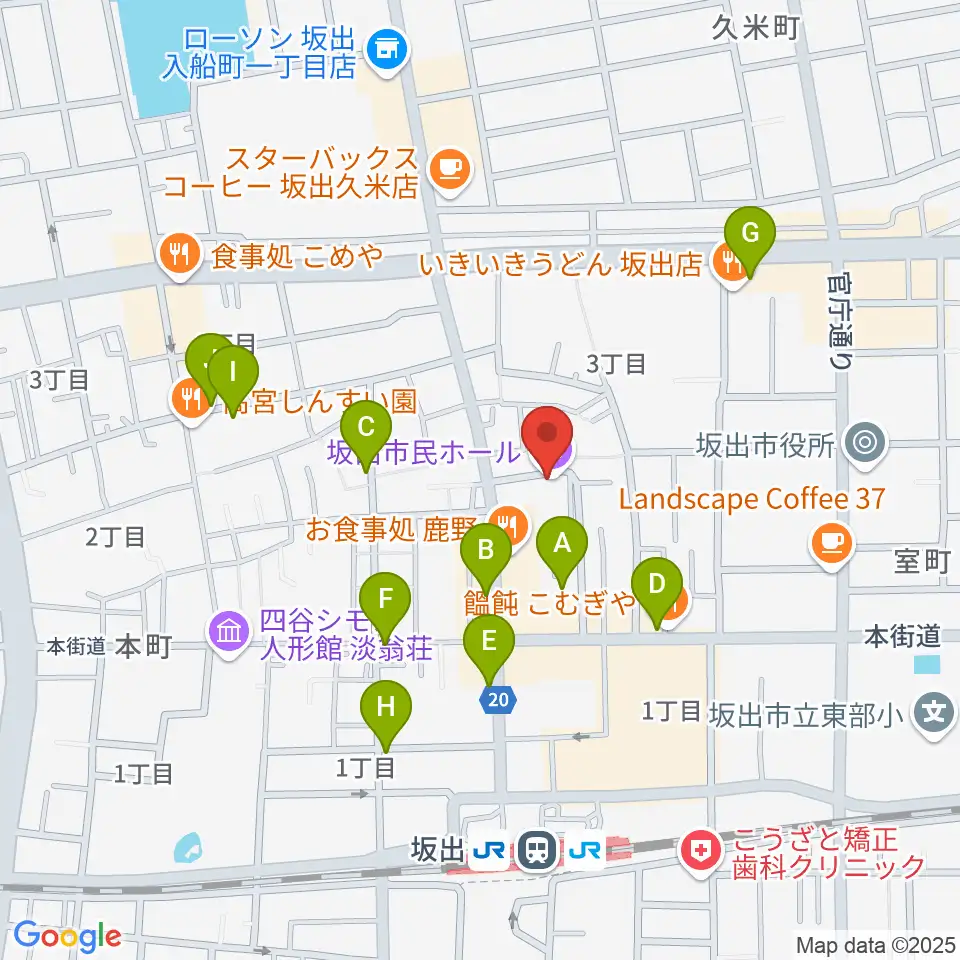 坂出市民ホール周辺の駐車場・コインパーキング一覧地図