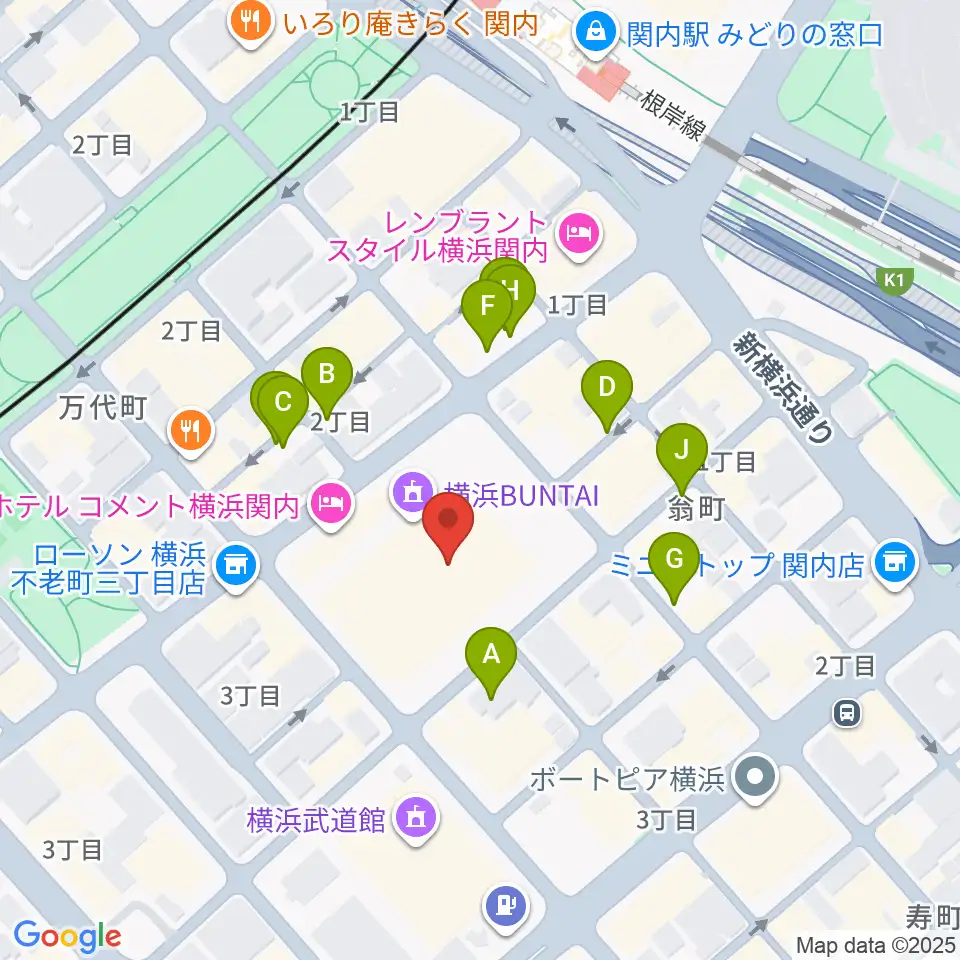 横浜BUNTAI周辺の駐車場・コインパーキング一覧地図