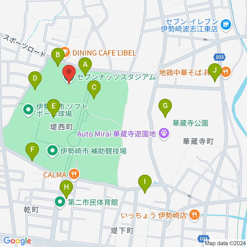 セブンナッツスタジアム周辺の駐車場・コインパーキング一覧地図