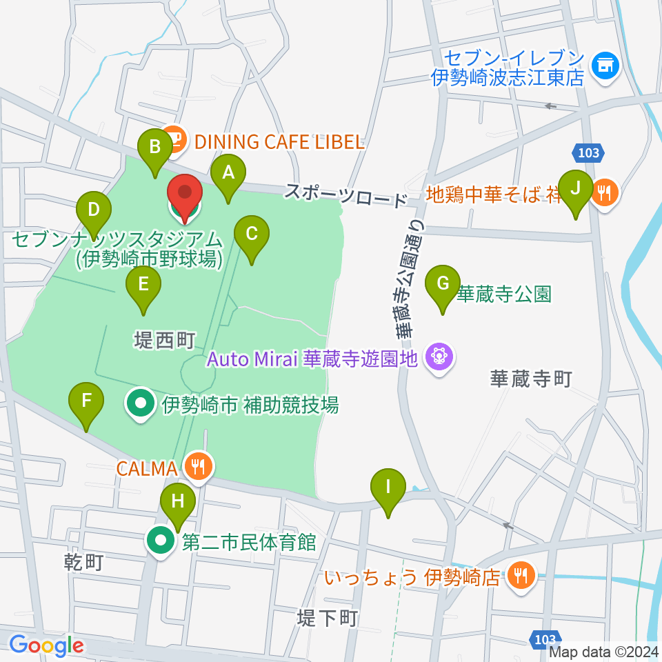 セブンナッツスタジアム周辺の駐車場・コインパーキング一覧地図