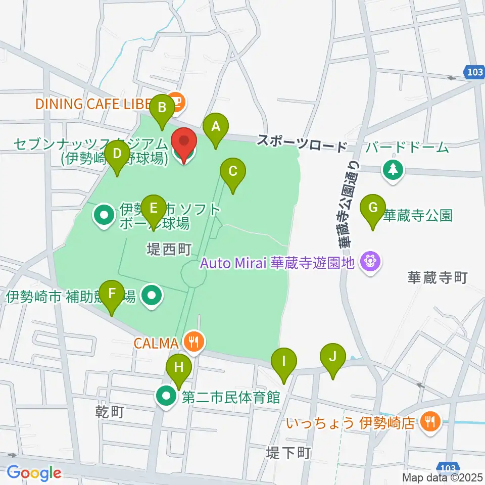 セブンナッツスタジアム周辺の駐車場・コインパーキング一覧地図
