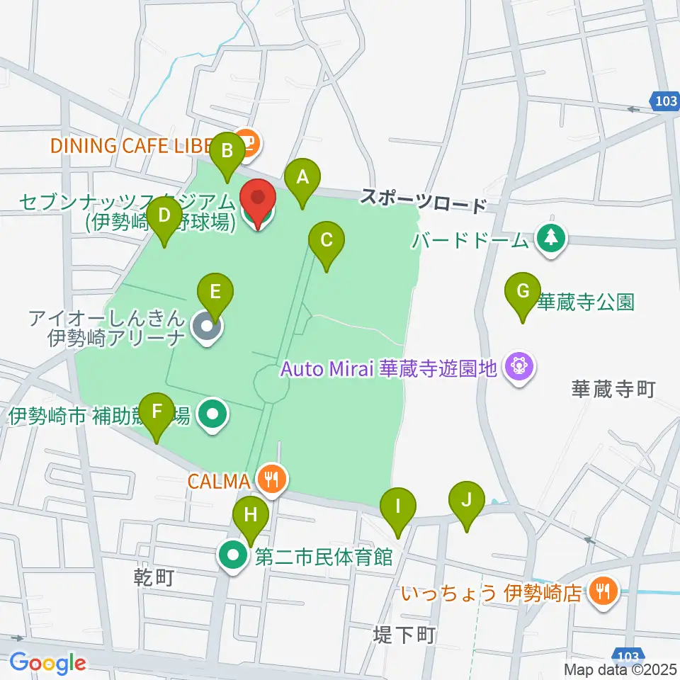 セブンナッツスタジアム周辺の駐車場・コインパーキング一覧地図
