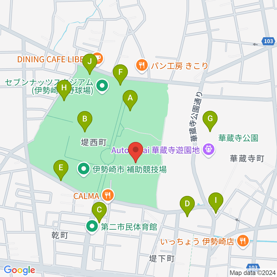 伊勢崎市陸上競技場周辺の駐車場・コインパーキング一覧地図