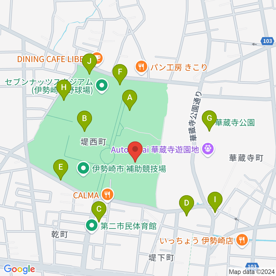 伊勢崎市陸上競技場周辺の駐車場・コインパーキング一覧地図