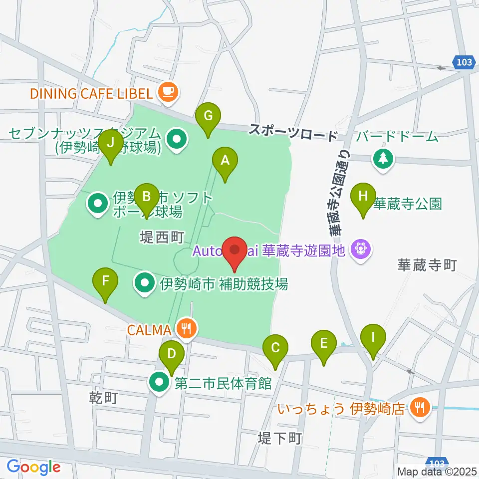 伊勢崎市陸上競技場周辺の駐車場・コインパーキング一覧地図