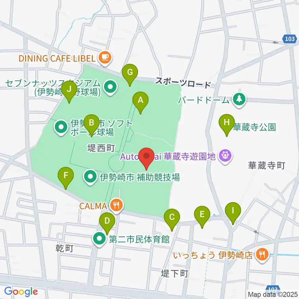 伊勢崎市陸上競技場周辺の駐車場・コインパーキング一覧地図